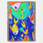 明るいカラフル魚のパタ絵画ーン。買今 スローブランケット (正面縦)