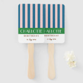 明るいカラフル鮮やかなカラーおもしろいミニマルストライプリスト ハンドファン (正面&裏面)