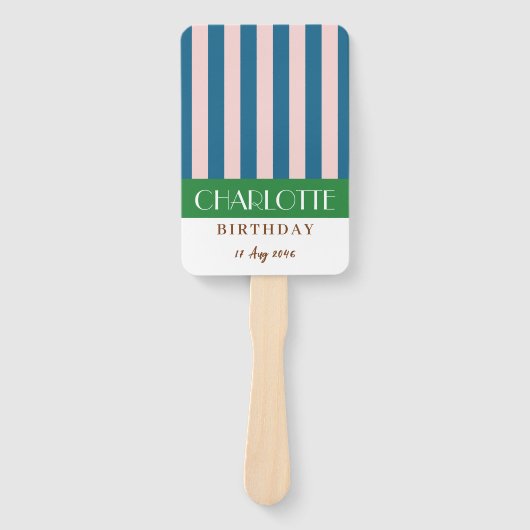 明るいカラフル鮮やかなカラーおもしろいミニマルストライプリスト ハンドファン (正面)