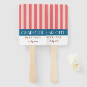 明るいカラフル鮮やかなカラーおもしろいミニマルストライプリスト ハンドファン (正面&裏面)