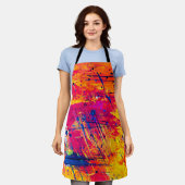 明るいカラフル(ばちゃばちゃ)跳ねる絵を描抽象芸術 エプロン (着用した状態)