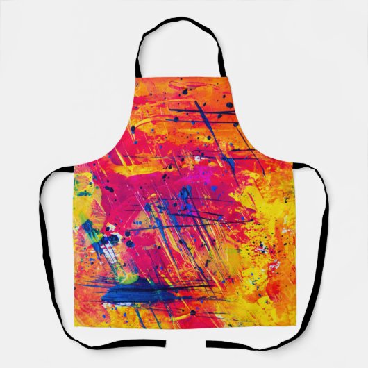 明るいカラフル(ばちゃばちゃ)跳ねる絵を描抽象芸術 エプロン (正面)