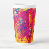 明るいカラフル(ばちゃばちゃ)跳ねる絵を描抽象芸術 カフェラテマグ (正面)