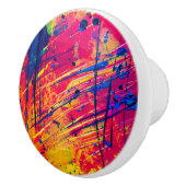 明るいカラフル（ばちゃばちゃ）跳ねる絵を描抽象芸術 セラミックノブ (右)