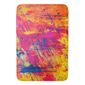 明るいカラフル（ばちゃばちゃ）跳ねる絵を描抽象芸術 バスマット (正面縦)