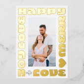 明るいカラフル モダン |クリスマス金ゴールド1枚の写真 箔シーズンカード (正面)