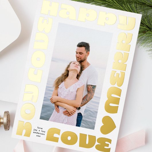 明るいカラフル モダン |クリスマス金ゴールド1枚の写真 箔シーズンカード