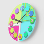 明るいカラフル ラージ壁時計 (傾斜)