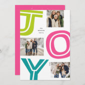 明るいカラフルJOYおもしろい3枚の写真クリスマス シーズンカード (正面/裏面)