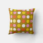 明るいカラー水玉模様。黄色、ピンク、オレンジ。 クッション (裏面)