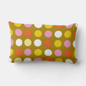 明るいカラー水玉模様。黄色、ピンク、オレンジ。 ランバークッション (裏面)