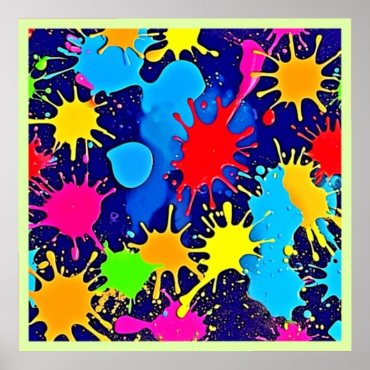 明るいカラー（ばちゃばちゃ）跳ねる ポスター (正面)