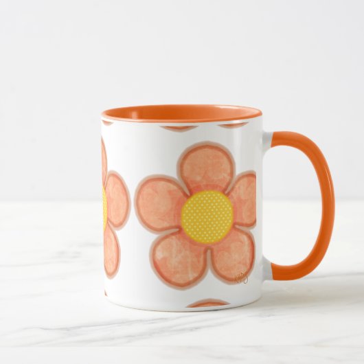 明るいカンテロープの夏の花 マグカップ (右)