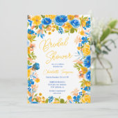 明るいカントリーの野生の花のスクリプトブライダルシャワー 招待状 (スタンド正面)