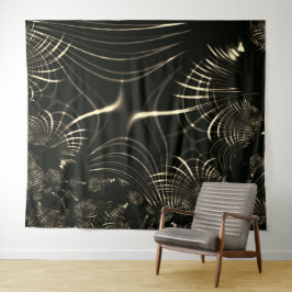 明るいカーキと暗い背景のシャープなカーブ タペストリー