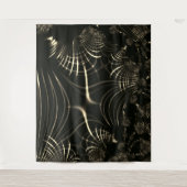 明るいカーキと暗い背景のシャープなカーブ タペストリー (正面)