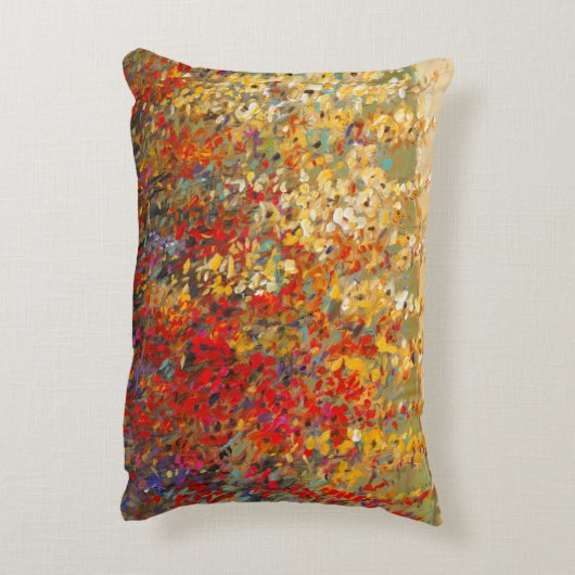 明るいガーデンウィルドフラワーの春壁画 アクセントクッション (裏面(縦))