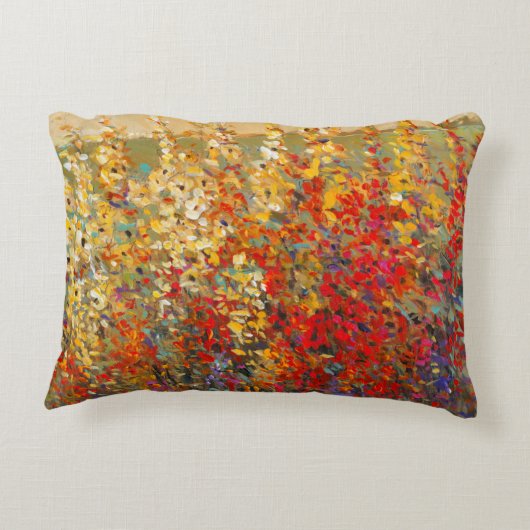 明るいガーデンウィルドフラワーの春壁画 アクセントクッション (裏面)