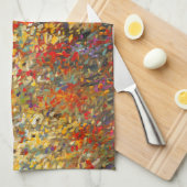 明るいガーデンウィルドフラワーの春壁画 キッチンタオル (四つ折り)