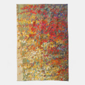 明るいガーデンウィルドフラワーの春壁画 キッチンタオル (縦)