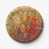 明るいガーデンウィルドフラワーの春壁画 ペーパープレート (正面)