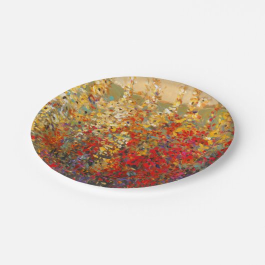 明るいガーデンウィルドフラワーの春壁画 ペーパープレート (アングル)