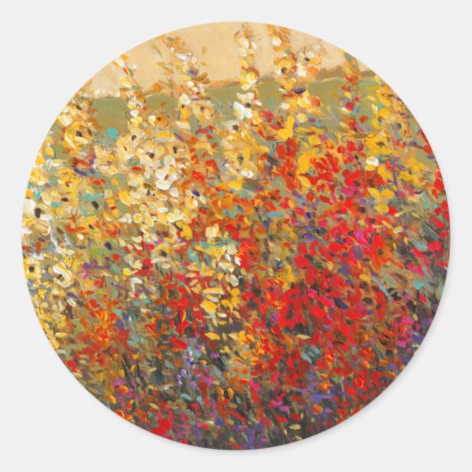 明るいガーデンウィルドフラワーの春壁画 ラウンドシール (正面)