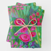 明るいガーデンラッピング紙フラットシートセット3 ラッピングペーパーシート (インサイチュ)