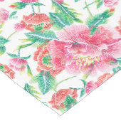 明るいガーリーピンクの花のパターン ショートテーブルランナー (コーナー)