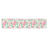 明るいガーリーピンクの花のパターン ショートテーブルランナー (横)