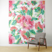 明るいガーリーピンクの花のパターン タペストリー (インサイチュ)