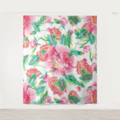 明るいガーリーピンクの花のパターン タペストリー (正面)