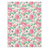 明るいガーリーピンクの花のパターン テーブルクロス (正面)