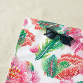 明るいガーリーピンクの花のパターン ビーチタオル (インサイチュ)