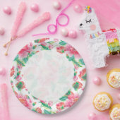 明るいガーリーピンクの花のパターン ペーパープレート (パーティー)