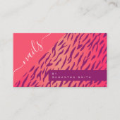 明るいガーリーピンクタイガーゼブラストライプアニマルプリント 名刺 (正面)