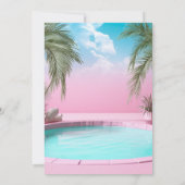 明るいガーリーホットピンクプールパーティースウィート16 16 招待状 (裏面)