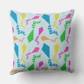 明るいキカラフルット飛んでいるパターン クッション (裏面)