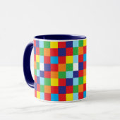 明るいキカラフルルト正方形パターンブルーレッド マグカップ (正面左)