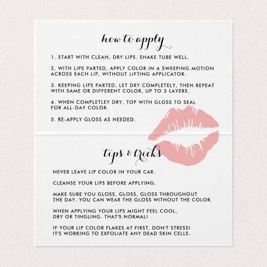 明るいキスリッププロダクトのディストリビューターのヒントとトリック 名刺 (内部フラット)