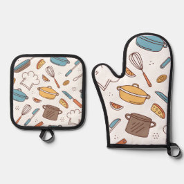 明るいキッチンドードル 鍋つかみ&鍋敷きセット