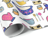 明るいキッチン器具シェフベイカーパターン ラッピングペーパー (ロールコーナー)