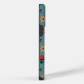 明るいキノコ自然恋人パターン(青ティール（緑がかった色）) iPhoneケース (右側面)