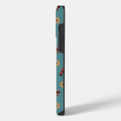 明るいキノコ自然恋人パターン(青ティール（緑がかった色）) iPhoneケース (左側面)