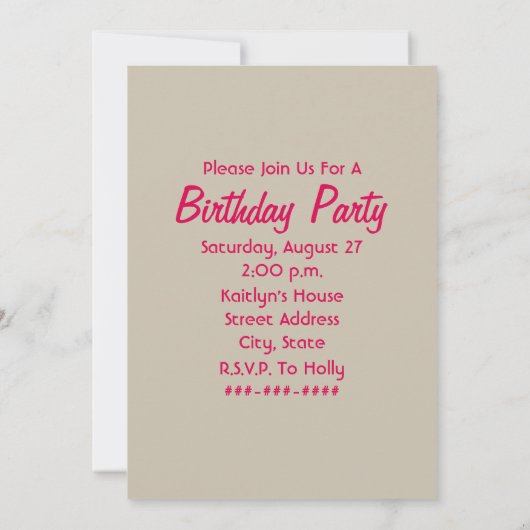 明るいキャンデー及び菓子の誕生日のパーティの招待状 招待状 (裏面)