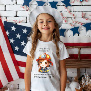 明るいギアの勇敢な消防少女 Tシャツ