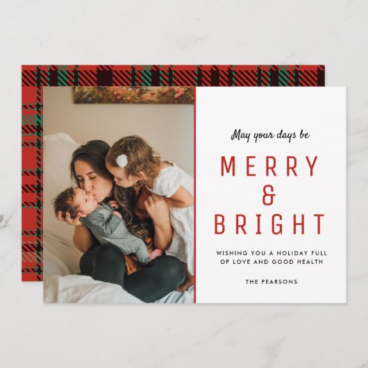 明るいクメリーリスマスファミリーのフォトプレイドカード カード (正面/裏面)