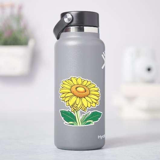 明るいクラシック黄色ひまわりコンター シール (HydroFlask)