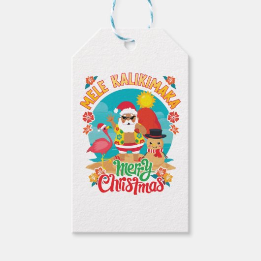 明るいクリスマスのためのメレカリマカハワイアン ギフトタグ (正面)
