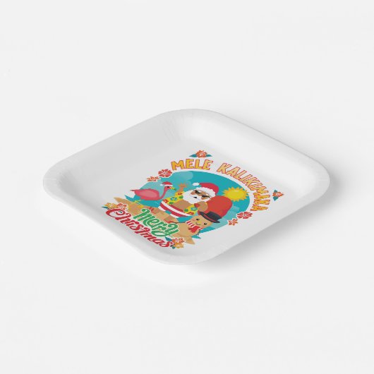 明るいクリスマスのためのメレカリマカハワイアン ペーパープレート (傾斜あり)